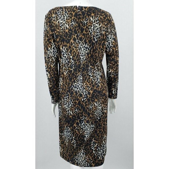 Vintage Sacony Leopard Print Sheath Dress Bodycon 38 Waist - Picture 4 of 6
